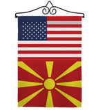 Macedonia US Friendship - Nationality Flags of the World Vertical Impressions Decorative Flags HG140439 Made In USA