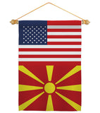 Macedonia US Friendship - Nationality Flags of the World Vertical Impressions Decorative Flags HG140439 Made In USA