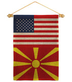 Macedonia US Friendship - Nationality Flags of the World Vertical Impressions Decorative Flags HG140439 Made In USA