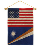 Marshall Islands US Friendship - Nationality Flags of the World Vertical Impressions Decorative Flags HG140447 Made In USA