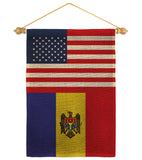 Moldova US Friendship - Nationality Flags of the World Vertical Impressions Decorative Flags HG140453 Made In USA