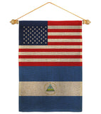 Nicaragua US Friendship - Nationality Flags of the World Vertical Impressions Decorative Flags HG140466 Made In USA