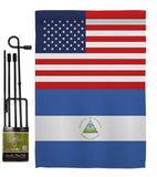 Nicaragua US Friendship - Nationality Flags of the World Vertical Impressions Decorative Flags HG140466 Made In USA