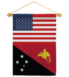 Papua New Guinea US Friendship - Nationality Flags of the World Vertical Impressions Decorative Flags HG140480 Made In USA