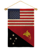 Papua New Guinea US Friendship - Nationality Flags of the World Vertical Impressions Decorative Flags HG140480 Made In USA