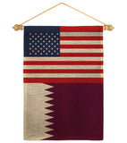 Qatar US Friendship - Nationality Flags of the World Vertical Impressions Decorative Flags HG140490 Made In USA