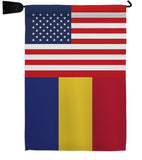 Romania US Friendship - Nationality Flags of the World Vertical Impressions Decorative Flags HG140491 Made In USA