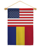 Romania US Friendship - Nationality Flags of the World Vertical Impressions Decorative Flags HG140491 Made In USA