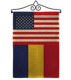 Romania US Friendship - Nationality Flags of the World Vertical Impressions Decorative Flags HG140491 Made In USA