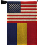 Romania US Friendship - Nationality Flags of the World Vertical Impressions Decorative Flags HG140491 Made In USA