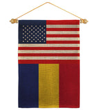 Romania US Friendship - Nationality Flags of the World Vertical Impressions Decorative Flags HG140491 Made In USA