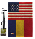 Romania US Friendship - Nationality Flags of the World Vertical Impressions Decorative Flags HG140491 Made In USA