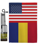 Romania US Friendship - Nationality Flags of the World Vertical Impressions Decorative Flags HG140491 Made In USA