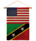 Saint Kitts & Nevis US Friendship - Nationality Flags of the World Vertical Impressions Decorative Flags HG140495 Made In USA