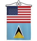 Saint Lucia US Friendship - Nationality Flags of the World Vertical Impressions Decorative Flags HG140496 Made In USA