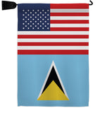 Saint Lucia US Friendship - Nationality Flags of the World Vertical Impressions Decorative Flags HG140496 Made In USA