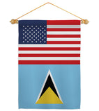 Saint Lucia US Friendship - Nationality Flags of the World Vertical Impressions Decorative Flags HG140496 Made In USA