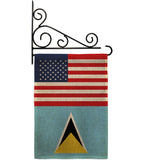 Saint Lucia US Friendship - Nationality Flags of the World Vertical Impressions Decorative Flags HG140496 Made In USA