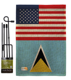 Saint Lucia US Friendship - Nationality Flags of the World Vertical Impressions Decorative Flags HG140496 Made In USA