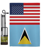 Saint Lucia US Friendship - Nationality Flags of the World Vertical Impressions Decorative Flags HG140496 Made In USA