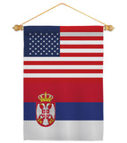 Serbia US Friendship - Nationality Flags of the World Vertical Impressions Decorative Flags HG140643 Made In USA