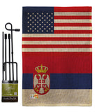 Serbia US Friendship - Nationality Flags of the World Vertical Impressions Decorative Flags HG140643 Made In USA