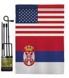 Serbia US Friendship - Nationality Flags of the World Vertical Impressions Decorative Flags HG140643 Made In USA