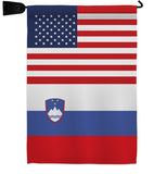 Slovenia US Friendship - Nationality Flags of the World Vertical Impressions Decorative Flags HG140648 Made In USA