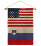 Slovenia US Friendship - Nationality Flags of the World Vertical Impressions Decorative Flags HG140648 Made In USA