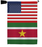 Suriname US Friendship - Nationality Flags of the World Vertical Impressions Decorative Flags HG140656 Made In USA