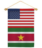 Suriname US Friendship - Nationality Flags of the World Vertical Impressions Decorative Flags HG140656 Made In USA