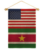 Suriname US Friendship - Nationality Flags of the World Vertical Impressions Decorative Flags HG140656 Made In USA