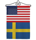 Sweden US Friendship - Nationality Flags of the World Vertical Impressions Decorative Flags HG140659 Made In USA