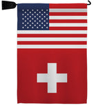 Switzerland US Friendship - Nationality Flags of the World Vertical Impressions Decorative Flags HG140660 Made In USA