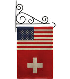 Switzerland US Friendship - Nationality Flags of the World Vertical Impressions Decorative Flags HG140660 Made In USA