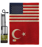 Turkey US Friendship - Nationality Flags of the World Vertical Impressions Decorative Flags HG140671 Made In USA