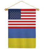 Ukraine US Friendship - Nationality Flags of the World Vertical Impressions Decorative Flags HG140676 Made In USA