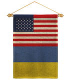 Ukraine US Friendship - Nationality Flags of the World Vertical Impressions Decorative Flags HG140676 Made In USA