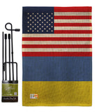 Ukraine US Friendship - Nationality Flags of the World Vertical Impressions Decorative Flags HG140676 Made In USA