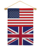 United Kingdom US Friendship - Nationality Flags of the World Vertical Impressions Decorative Flags HG140678 Made In USA