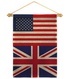 United Kingdom US Friendship - Nationality Flags of the World Vertical Impressions Decorative Flags HG140678 Made In USA