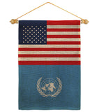 United Nations US Friendship - Nationality Flags of the World Vertical Impressions Decorative Flags HG140679 Made In USA