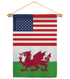 Wales US Friendship - Nationality Flags of the World Vertical Impressions Decorative Flags HG140691 Made In USA