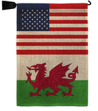 Wales US Friendship - Nationality Flags of the World Vertical Impressions Decorative Flags HG140691 Made In USA