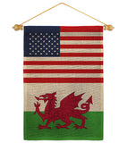 Wales US Friendship - Nationality Flags of the World Vertical Impressions Decorative Flags HG140691 Made In USA