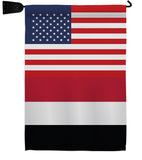 Yemen US Friendship - Nationality Flags of the World Vertical Impressions Decorative Flags HG140692 Made In USA