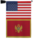 Montenegro US Friendship - Nationality Flags of the World Vertical Impressions Decorative Flags HG140697 Made In USA