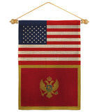 Montenegro US Friendship - Nationality Flags of the World Vertical Impressions Decorative Flags HG140697 Made In USA