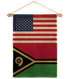 Vanuatu US Friendship - Nationality Flags of the World Vertical Impressions Decorative Flags HG140882 Made In USA