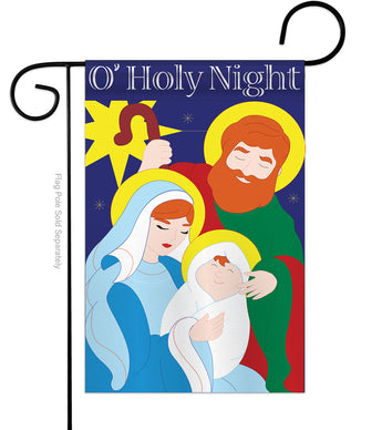 O' Holy Night - Nativity Winter Vertical Applique Decorative Flags HG114068